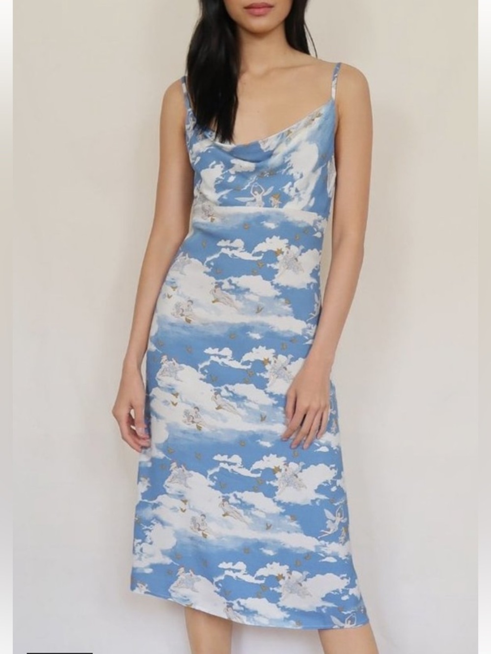 Reformation Astrid Midi In Cielo Angel Cherub Cloud Cowl Tank Dress